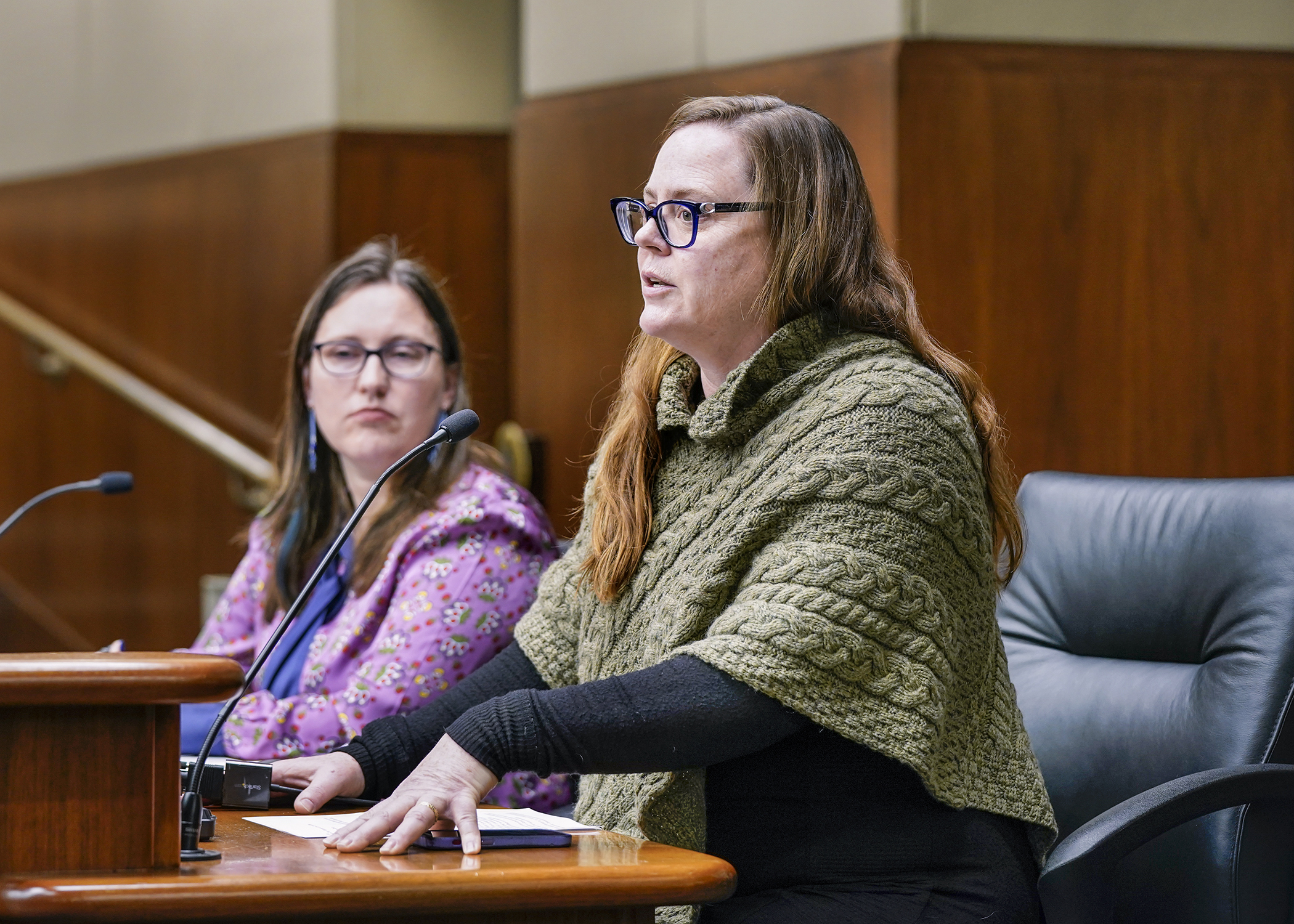 Ramsey County Public Defender Cara Gilbert speaks Jan. 10 in support of HF90, a bill that would provide funding for the Board of Public Defense, in the House Judiciary Finance and Civil Law Committee. (Photo by Catherine Davis)