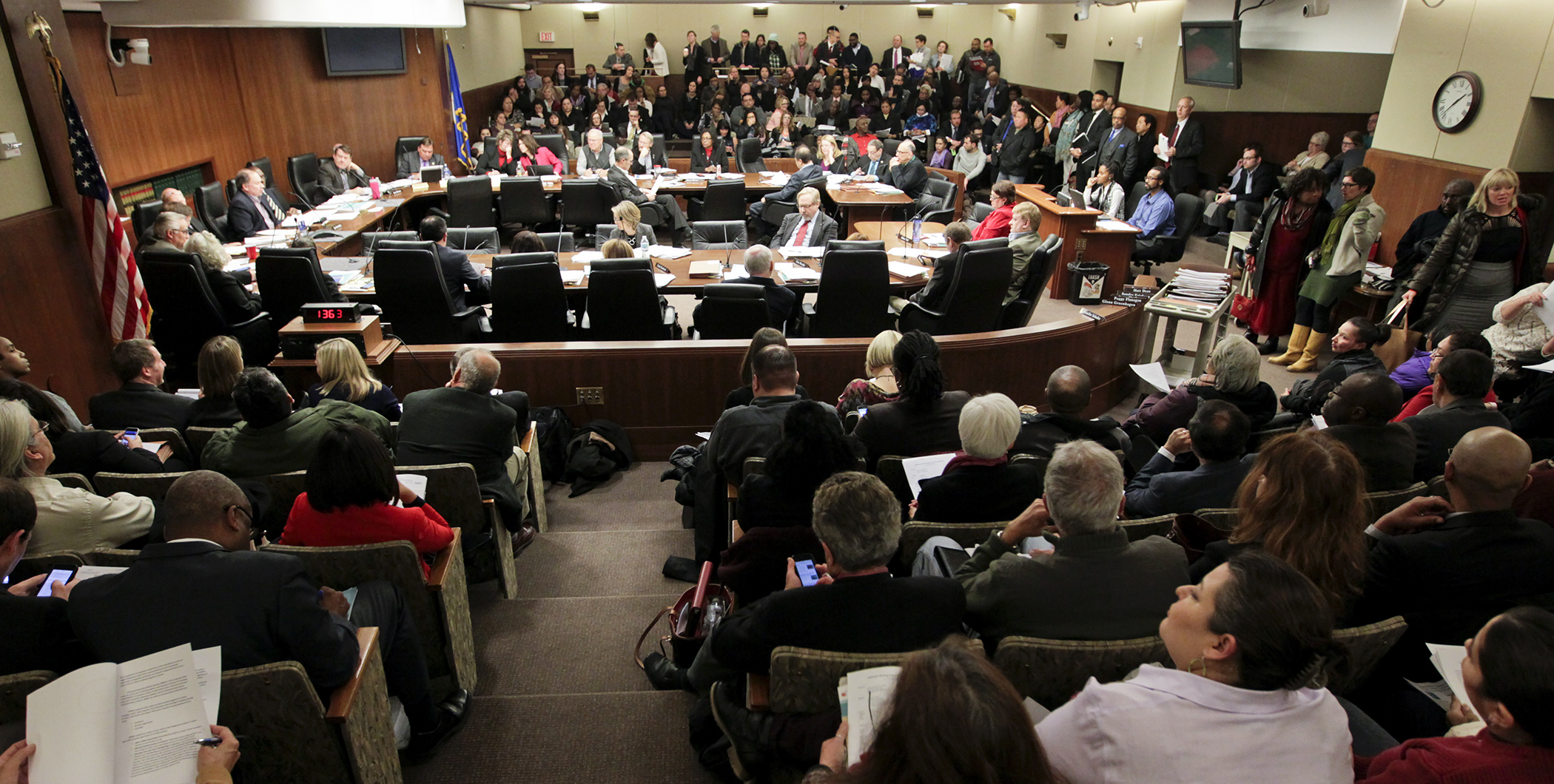 The Jan. 15 meeting of the Legislative Working Group on Economic Disparities drew a standing room-only crowd as legislators were scheduled to hear testimony from more than 70 witnesses. Photo by Paul Battaglia