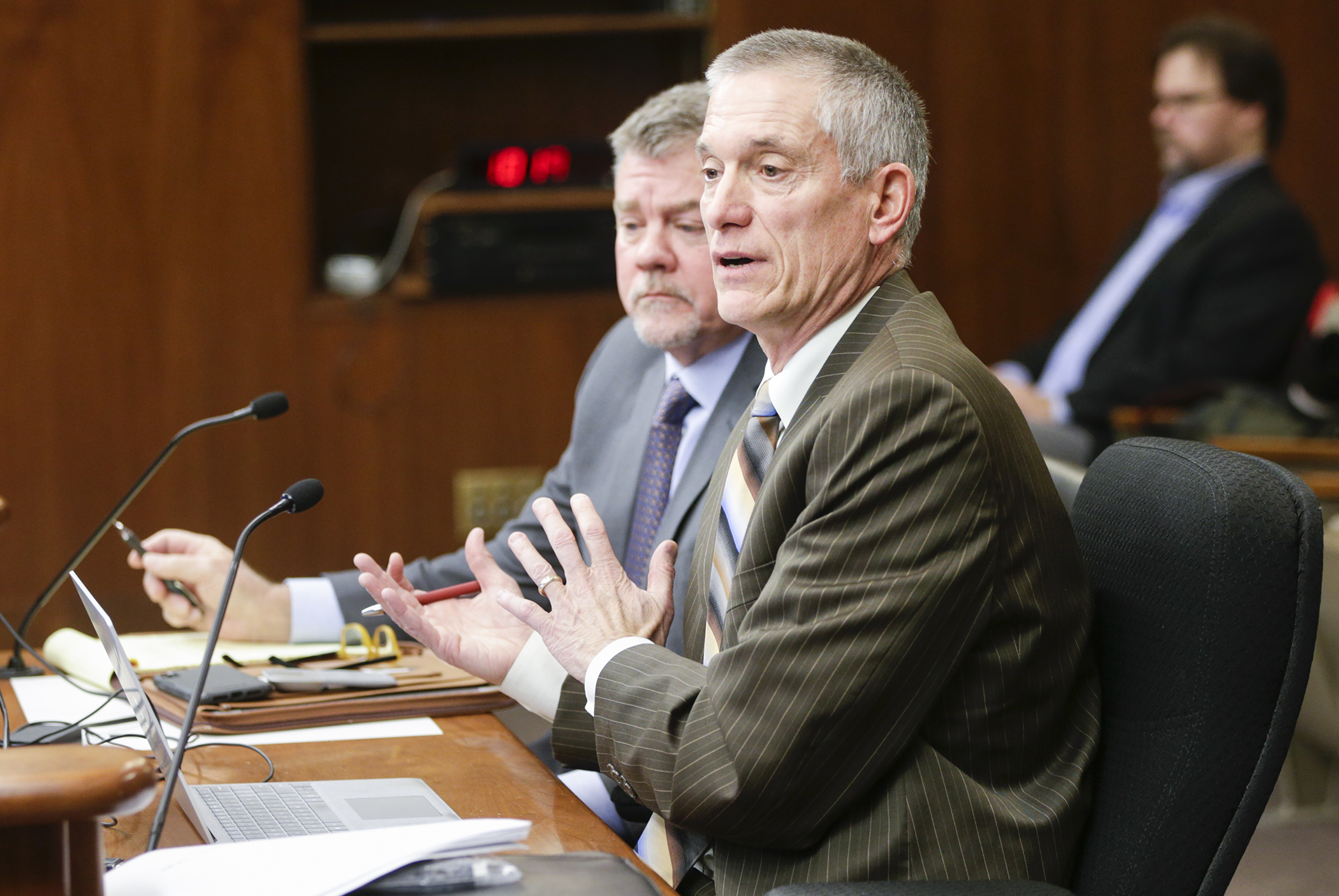 Kevin Kajer, chief administrator of the Board of Public Defense, gives members of the House Judiciary Finance and Civil Law Division an overview of the board Jan. 15. Photo by Paul Battaglia