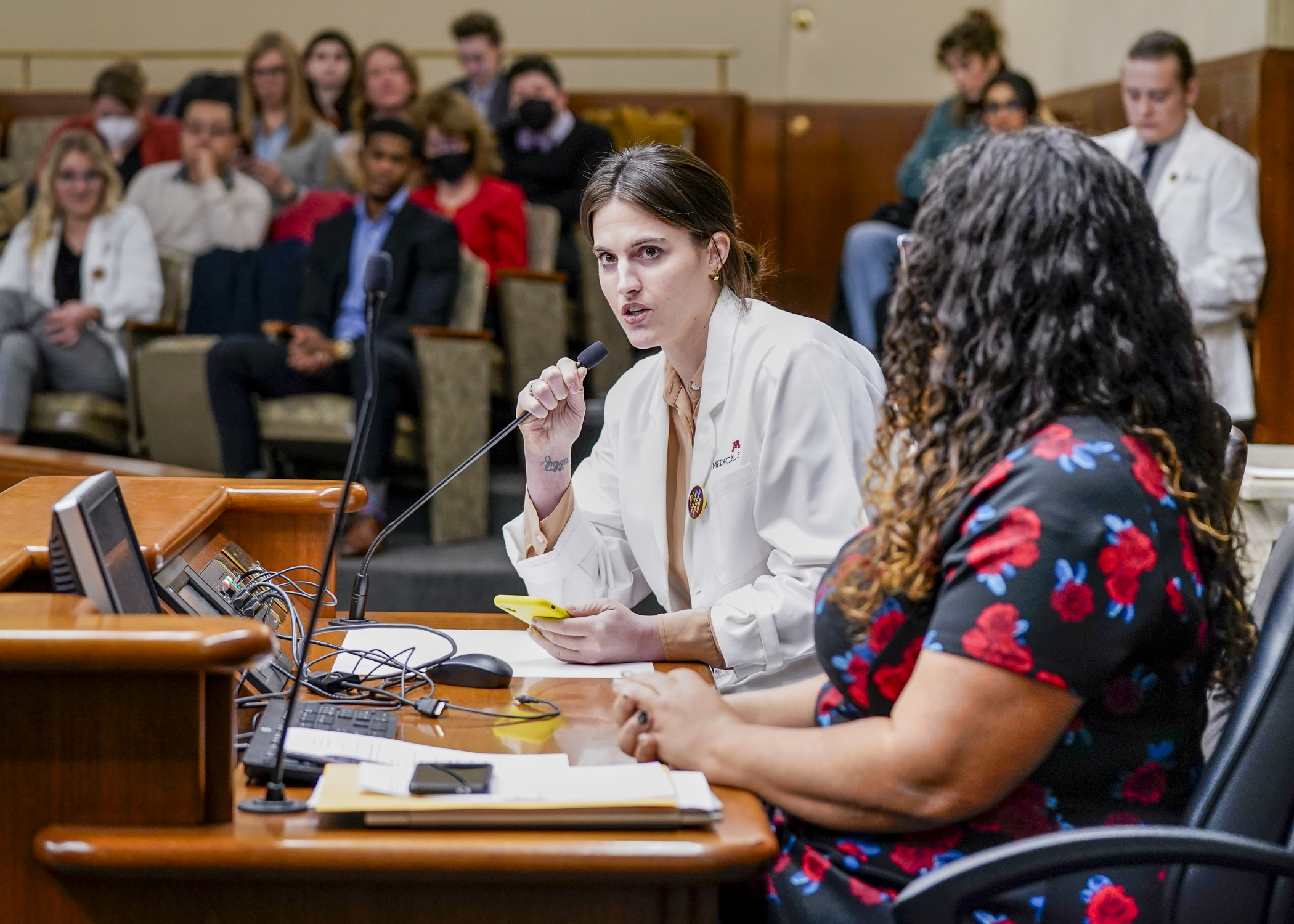 University of Minnesota medical student Macie Darden testifies Jan. 18 before the House Human Services Policy Committee in support of HF16 that would prohibit conversion therapy for children or vulnerable adults. (Photo by Catherine Davis)