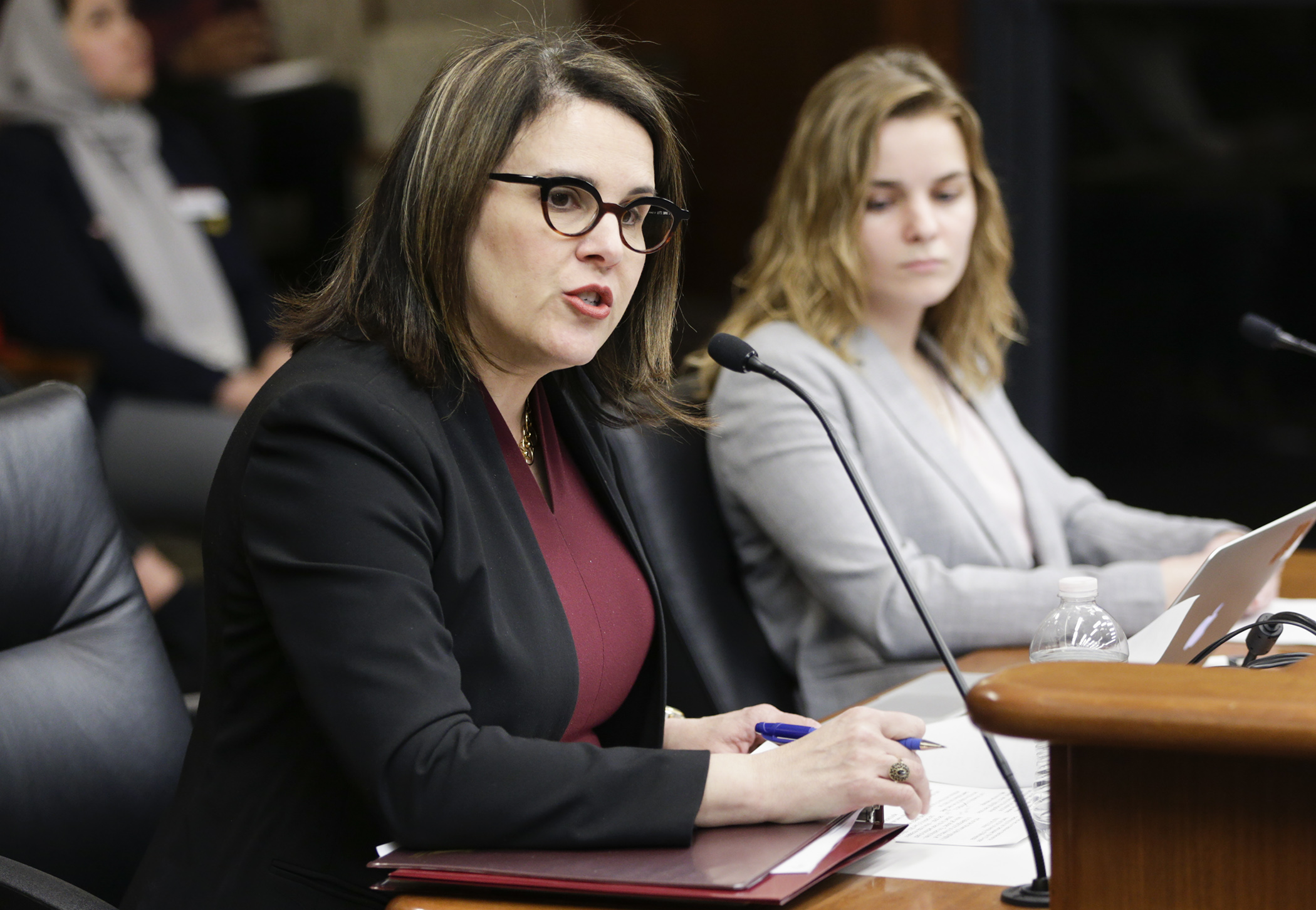 University of Minnesota President Joan Gabel testifies Feb. 18 before the House Higher Education Finance and Policy Division regarding the university’s funding request for 2020. Photo by Paul Battaglia