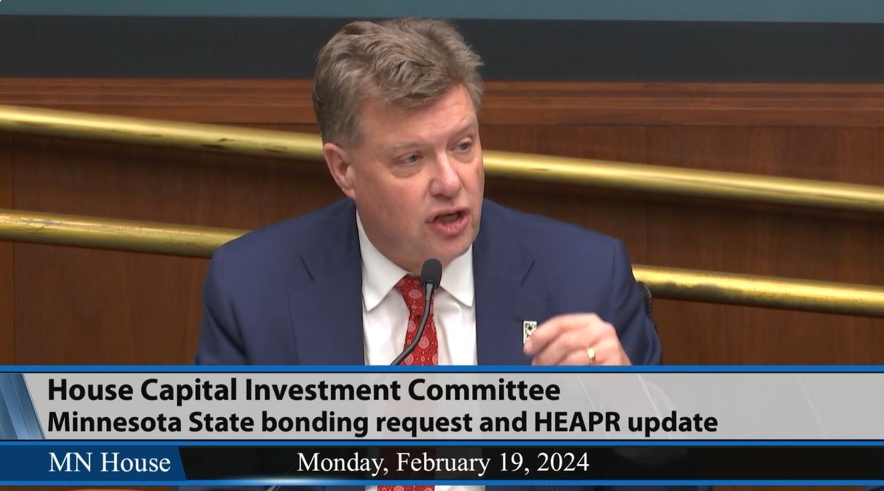 Minnesota State Chancellor Scott Olson testifies before the House Capital Investment Committee Feb. 19, laying out the system's 2024 capital request. (Screenshot)