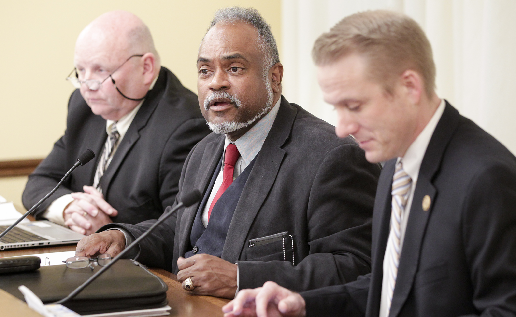 Public Safety Commissioner John Harrington presents the governor’s 2020-21 budget request to the House Public Safety and Criminal Justice Reform Finance and Policy Division Feb. 21. Photo by Paul Battaglia