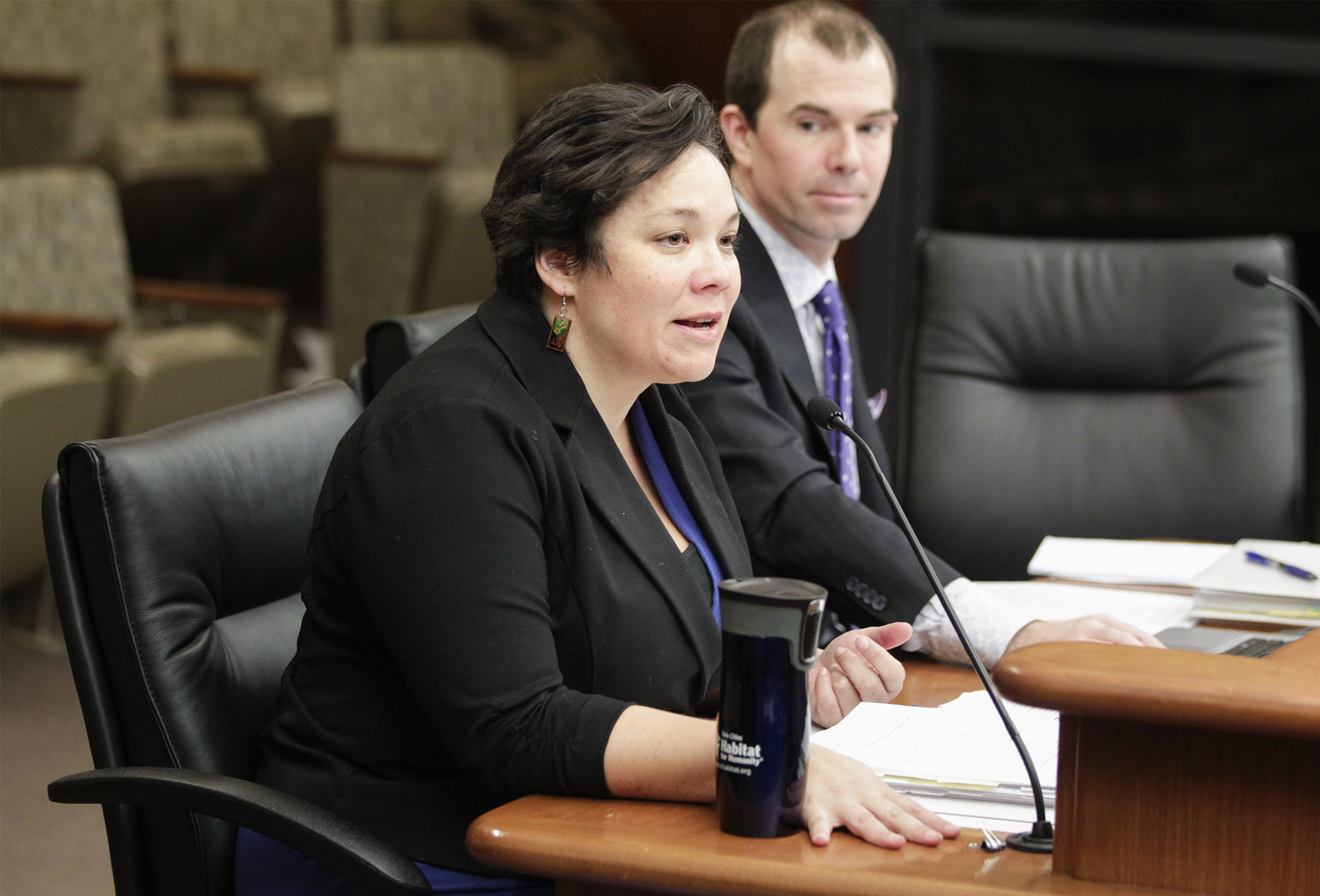 Human Rights Commissioner Rebecca Lucero presents her department’s budget request to the House Judiciary Finance and Civil Law Division Feb. 26. Photo by Paul Battaglia