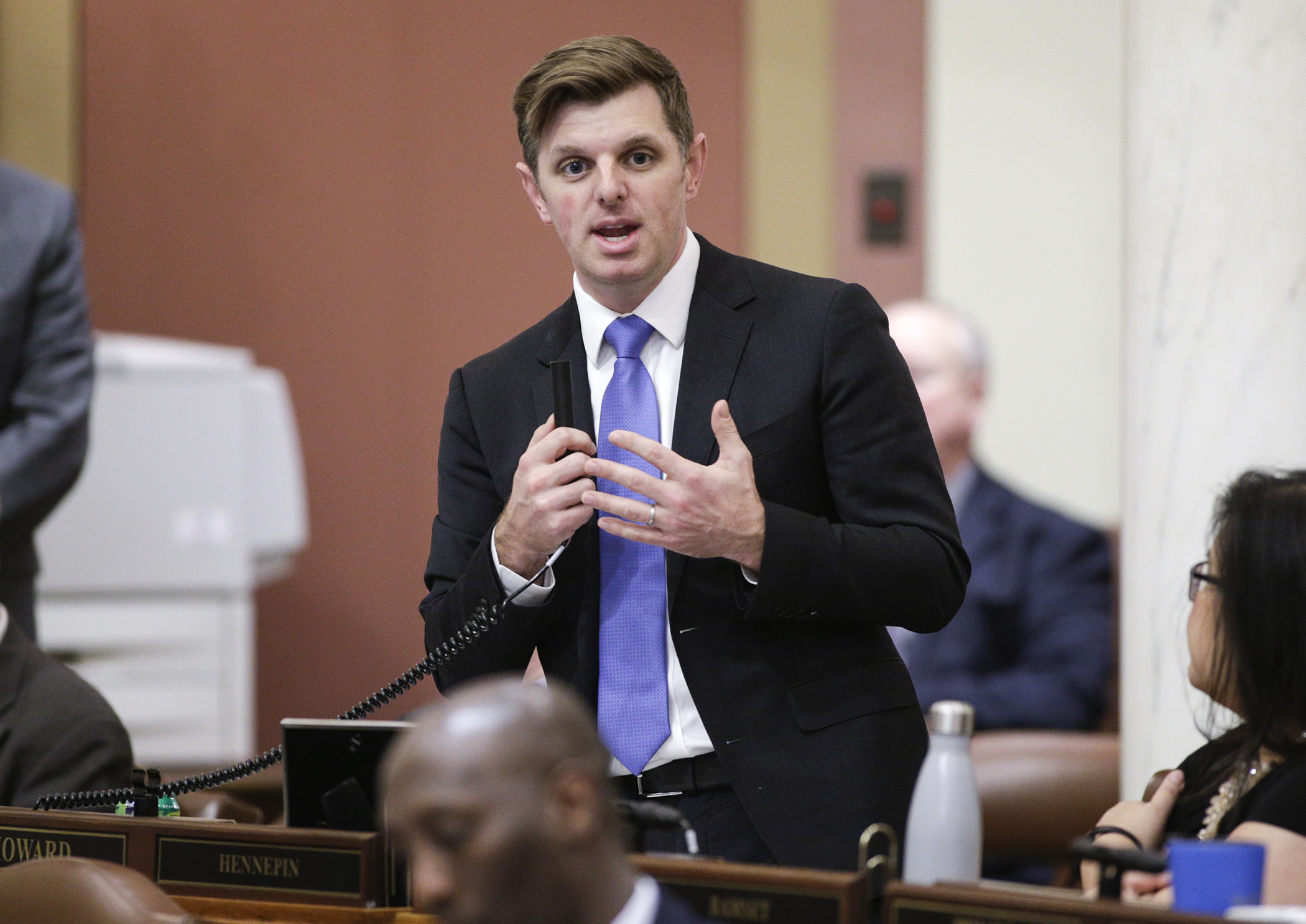 Rep. Mike Howard, who sponsors HF3100, during Feb. 26 House Floor debate on the bill. House Photography file photo