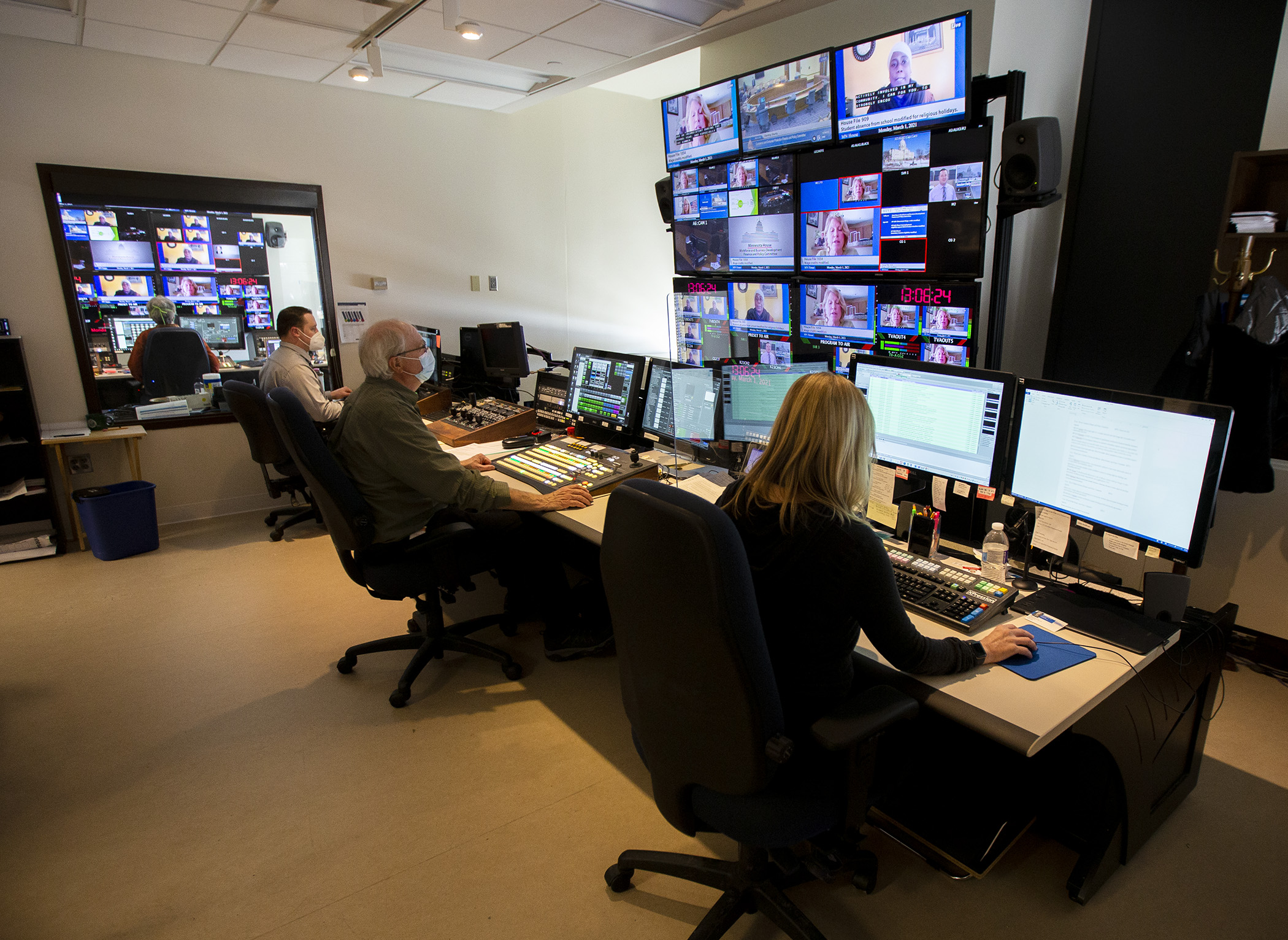 The nonpartisan House Public Information Services Department has been honored for its work, as has Steve Senyk, director of Senate Media Services. Above, a TV control room in the State Office Building. Photo by Paul Battaglia