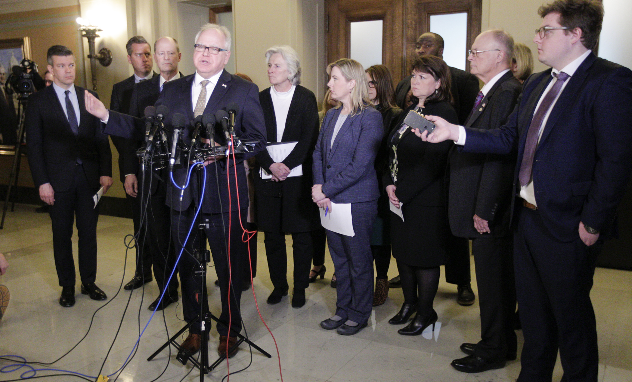 Gov. Tim Walz, state health officials and legislative leaders held a news conference March 2 to address the state's preparations for the potential spread of the COVID-19 virus in Minnesota. Photo by Paul Battaglia
