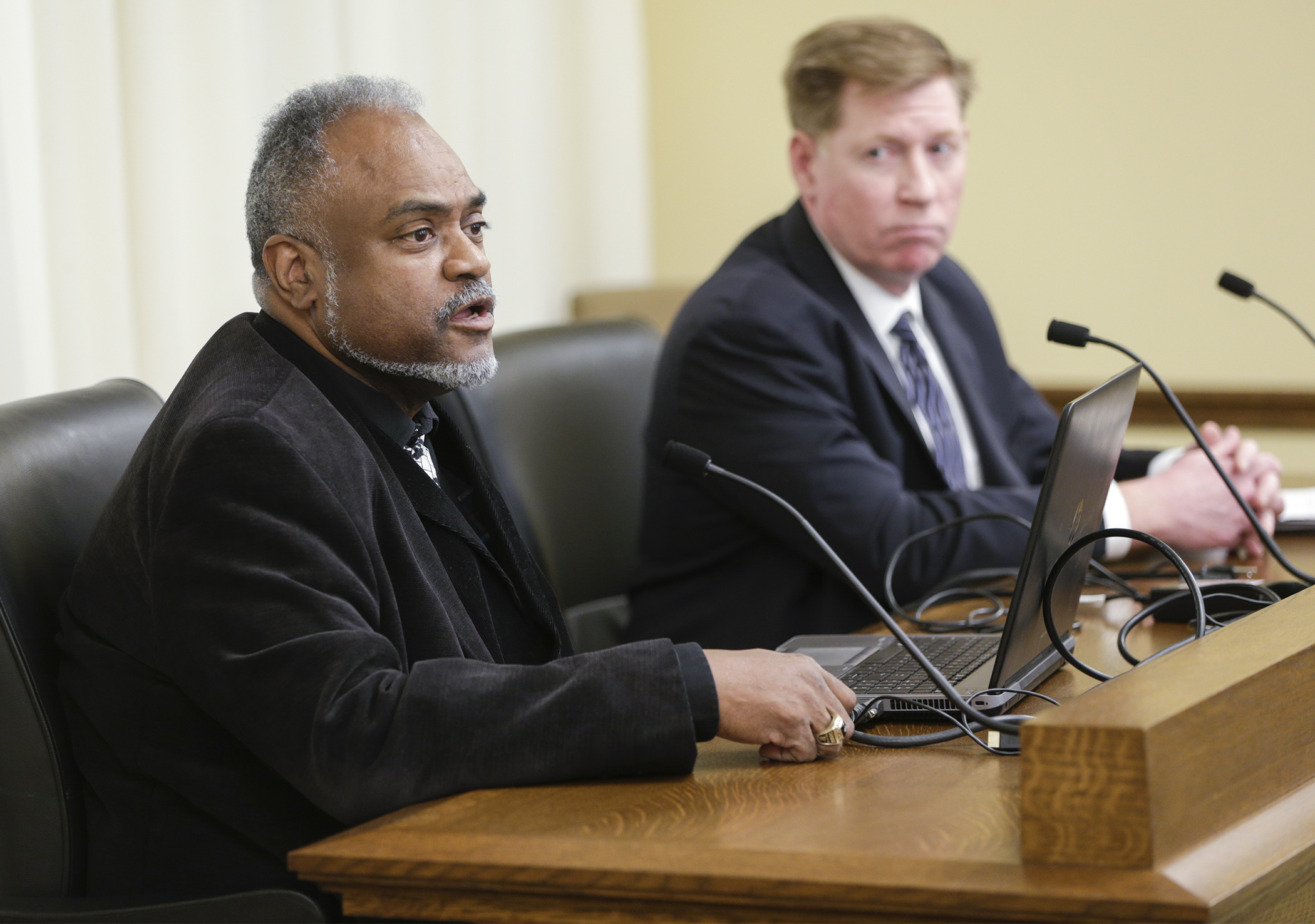 Public Safety Commissioner John Harrington testifies March 4 before the House Public Safety and Criminal Justice Reform Finance and Policy Division on the executive summary of the “State of Minnesota Working Group on Police-Involved Deadly Force Encounters.” Photo by Paul Battaglia