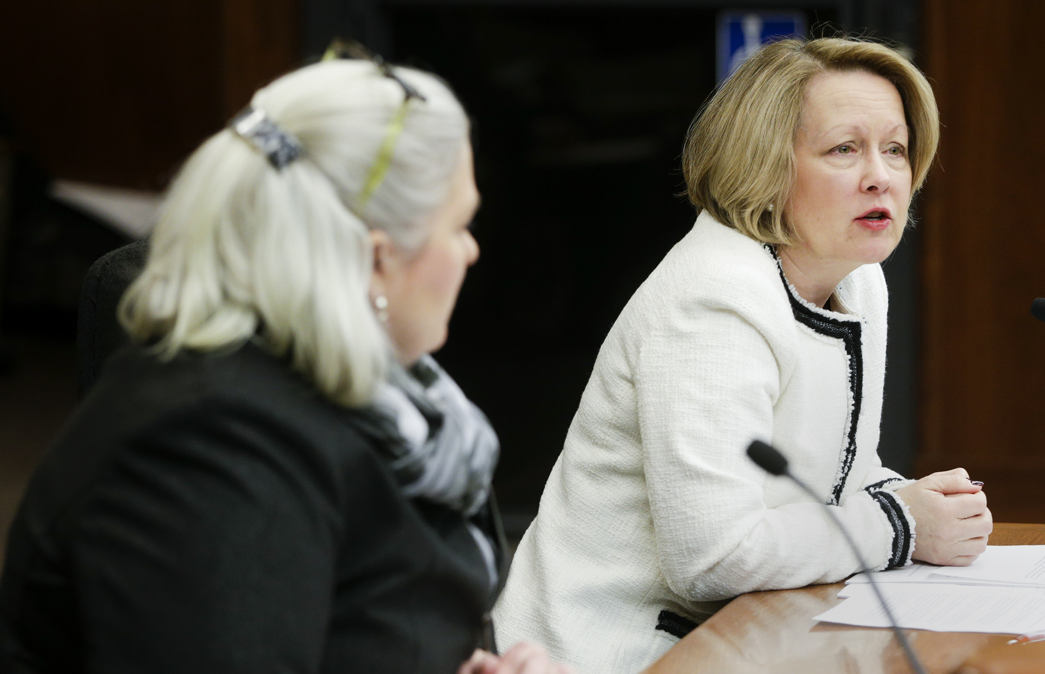 Rep. Jenifer Loon comments to the House Education Innovation Policy Committee during March 6 testimony on her bill, HF2795, which would address misconduct by teachers and other school employees. Photo by Paul Battaglia