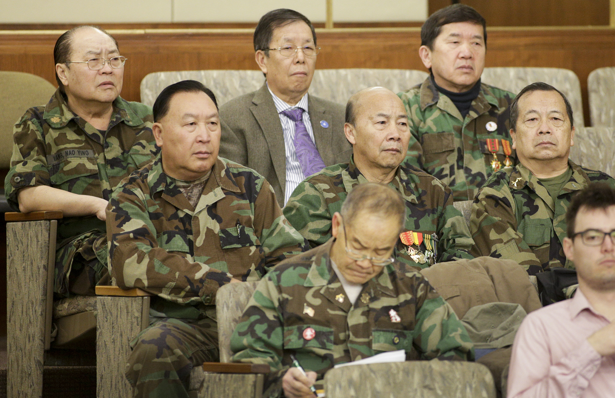 Veterans who fought with American service members during the Vietnam conflict listen to testimony March 10 during the House Veterans Affairs Division on HF2206. Sponsored by Rep. Fue Lee, the bill would create a new state holiday that would honor these Southeast Asian allies. Photo by Paul Battaglia