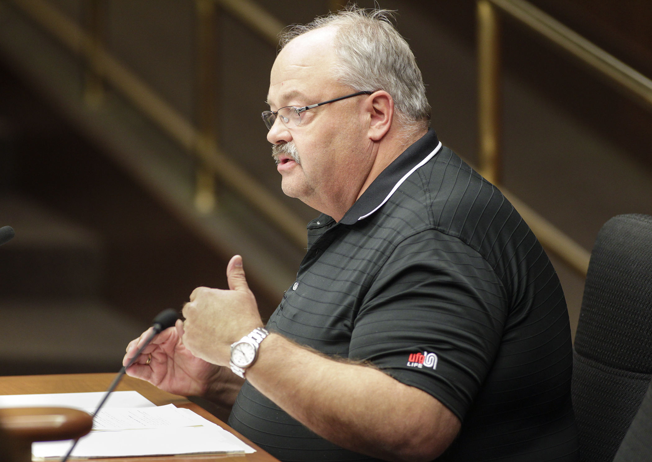 Rep. Greg Davids discusses HF3543 March 13 with the House Commerce and Regulatory Reform Committee. Among its provisions, the bill would modify MNsure operations funding. Photo by Paul Battaglia