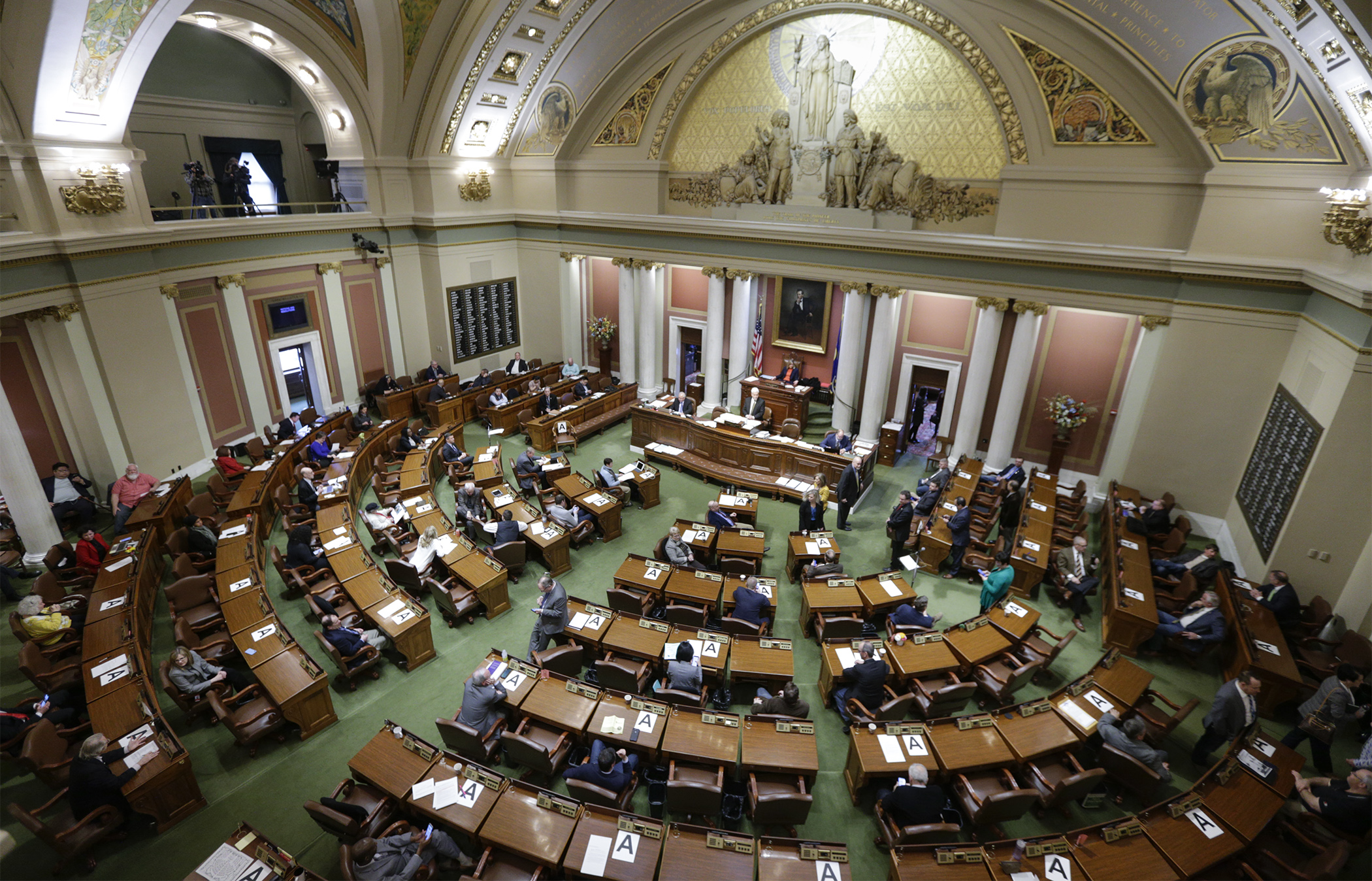 An emptier-than-usual House Chamber March 16 as House members adhered to social distancing recommendations to prevent the spread of coronavirus. Photo by Paul Battaglia