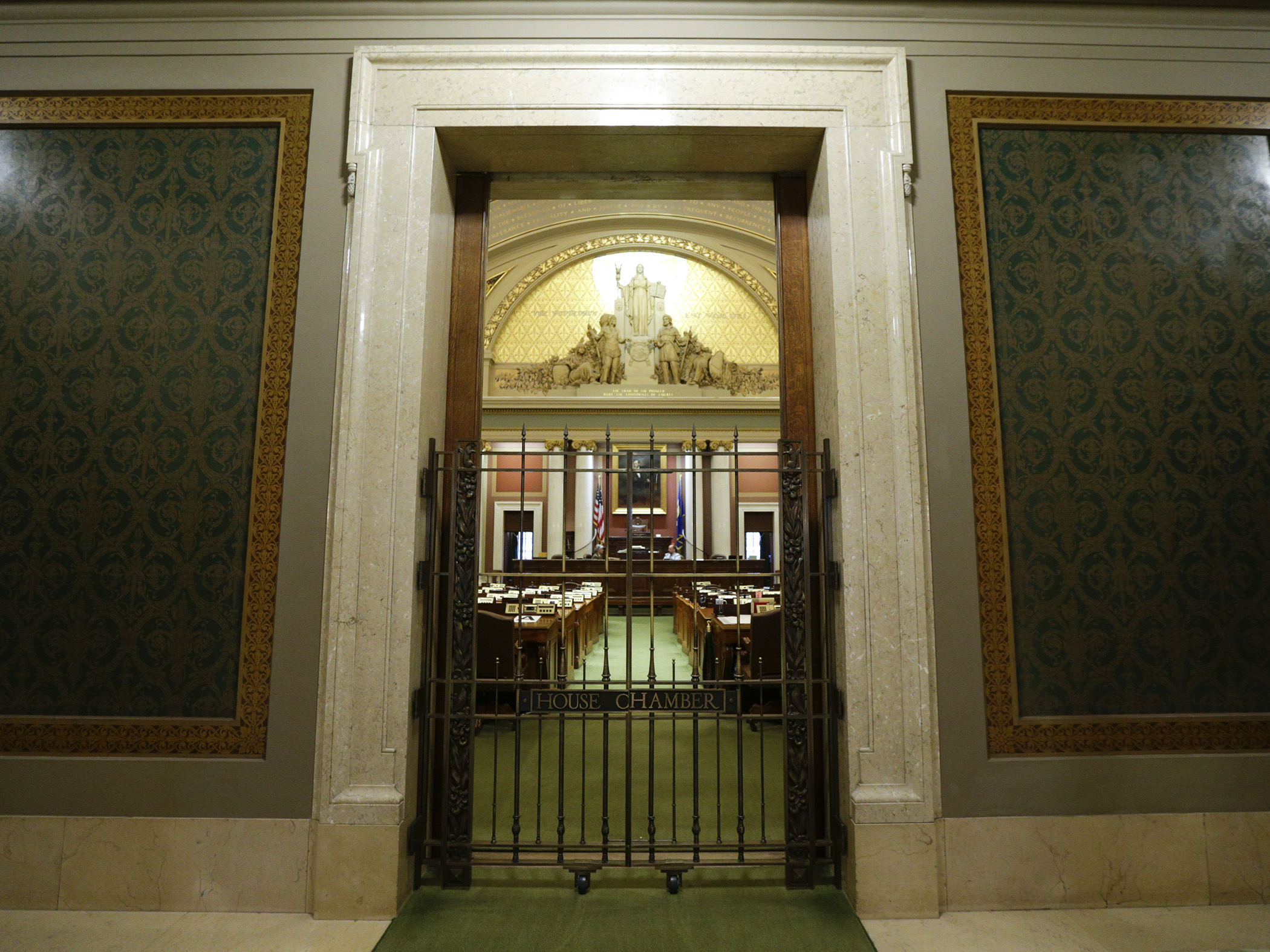 The gates to the House Chamber remain closed and locked when the House is not in session. Photo by Paul Battaglia