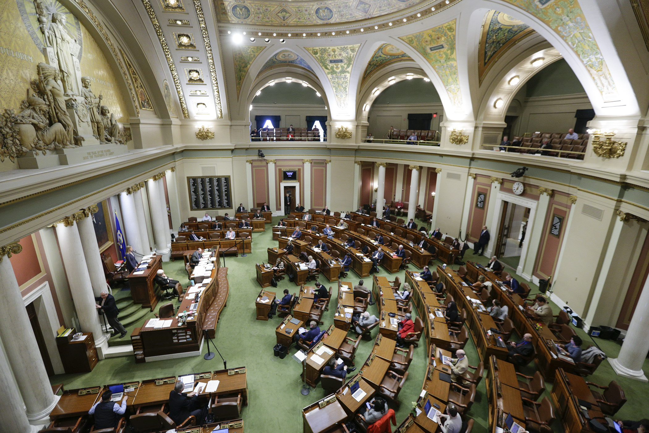 The House meets in session March 26 to pass HF4531, which contains a number of fiscal and policy measures intended to help mitigate the ongoing COVID-19 pandemic. The bill was passed 99-4. Photo by Paul Battaglia