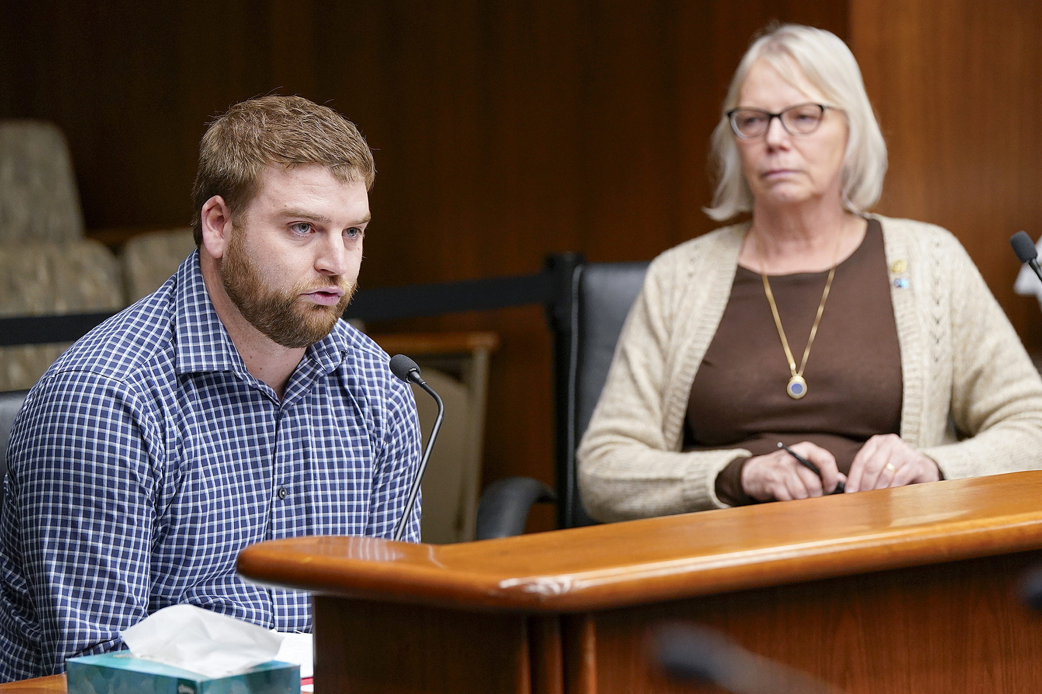 Eric Nilsen, a senior director of health plan operations with Volunteers of America, testifies April 2 in support of HF4839, sponsored by Rep. Liz Reyer, that would establish the Program of All-Inclusive Care for the Elderly. (Photo by Michele Jokinen)