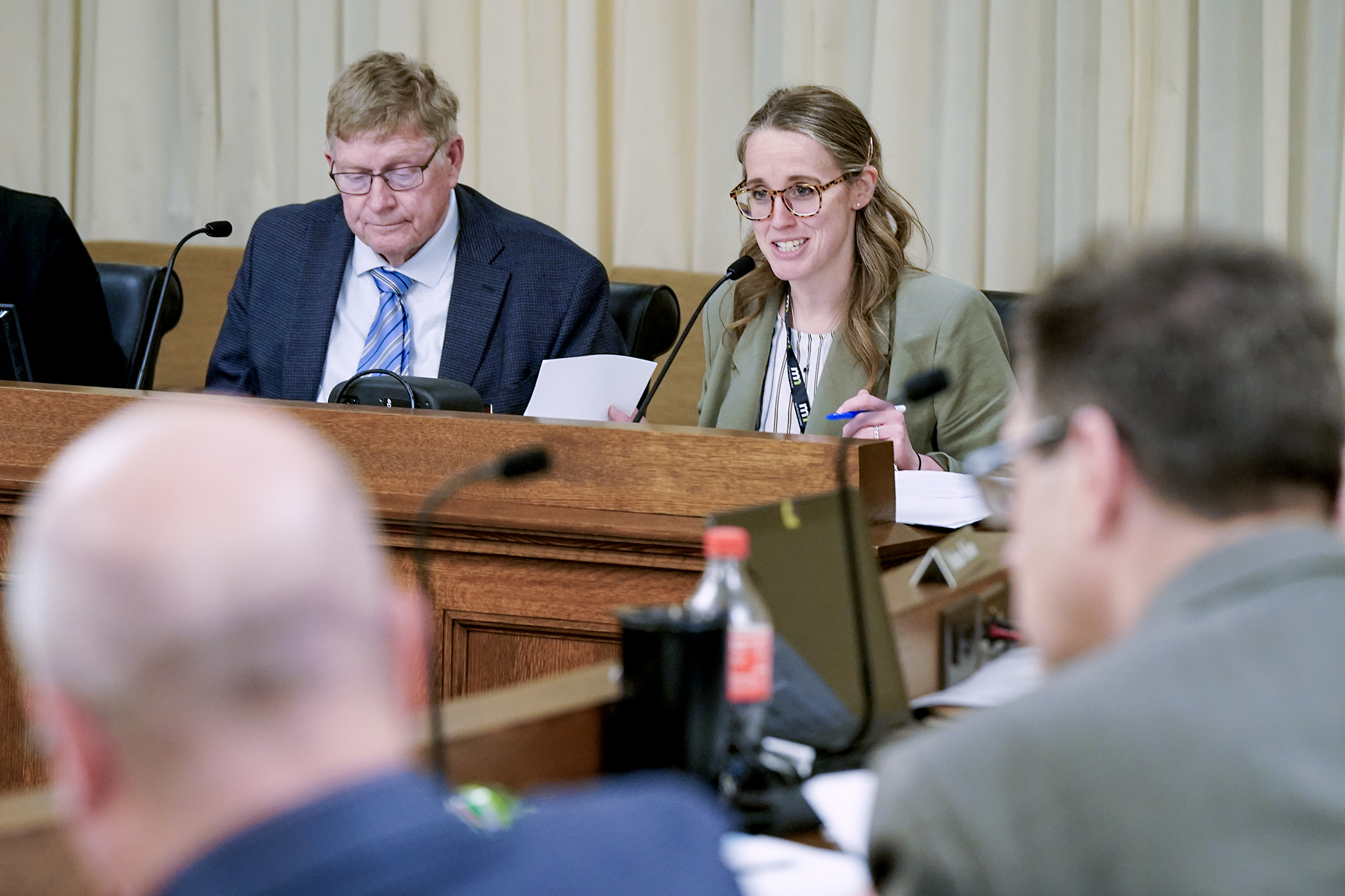Deputy Agriculture Commissioner Andrea Vaubel conducts an April 2 walkthrough of Gov. Tim Walz’s recommended agriculture budget with the House Agriculture Finance and Policy Committee. (Photo by Michele Jokinen)
