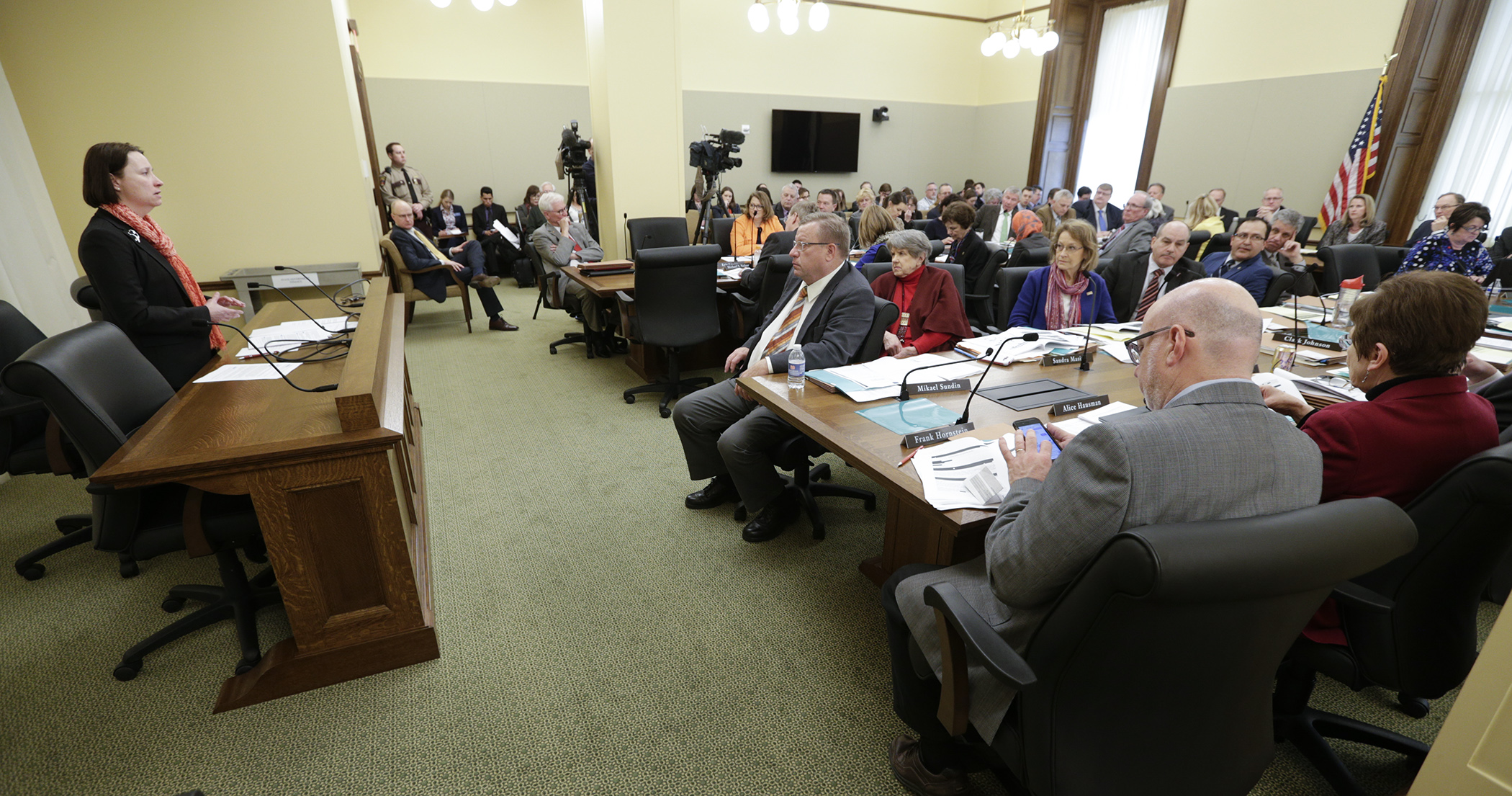 MN.IT Commissioner Johanna Clyborne testifies before a joint meeting of the House state government and transportation finance committees April 10 regarding an investigative report that centered on the MNLARS rollout. Photo by Paul Battaglia