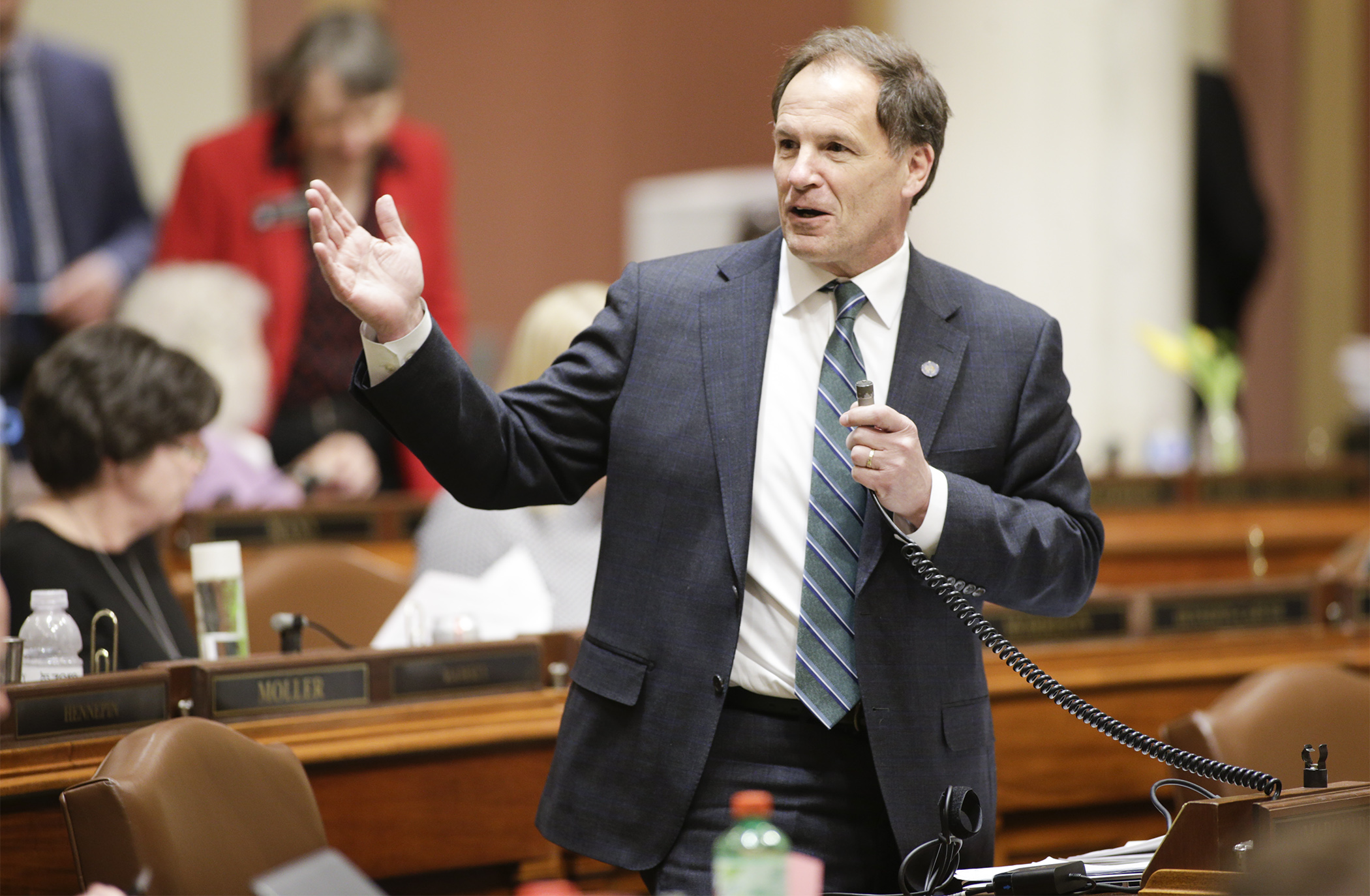 Rep. Paul Marquart, chair of the House Taxes Committee, makes his opening comments during floor debate of HF2125, the omnibus tax bill, April 25. Photo by Paul Battaglia