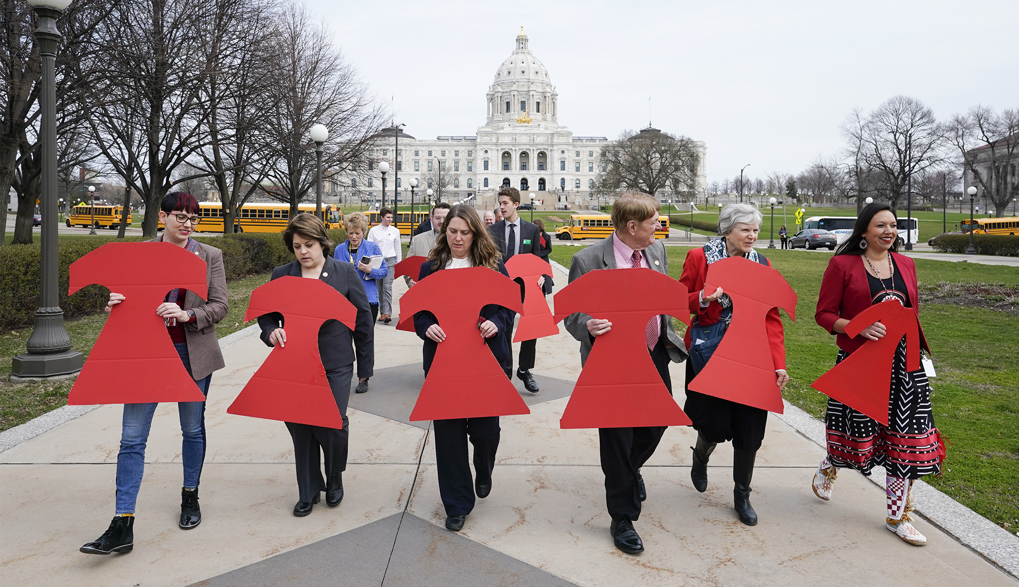 House and Senate members led by Rep. Heather Keeler, right, joined others in the annual Missing and Murdered Indigenous Women Awareness Walk around the Capitol Mall May 5. (Photo by Paul Battaglia)