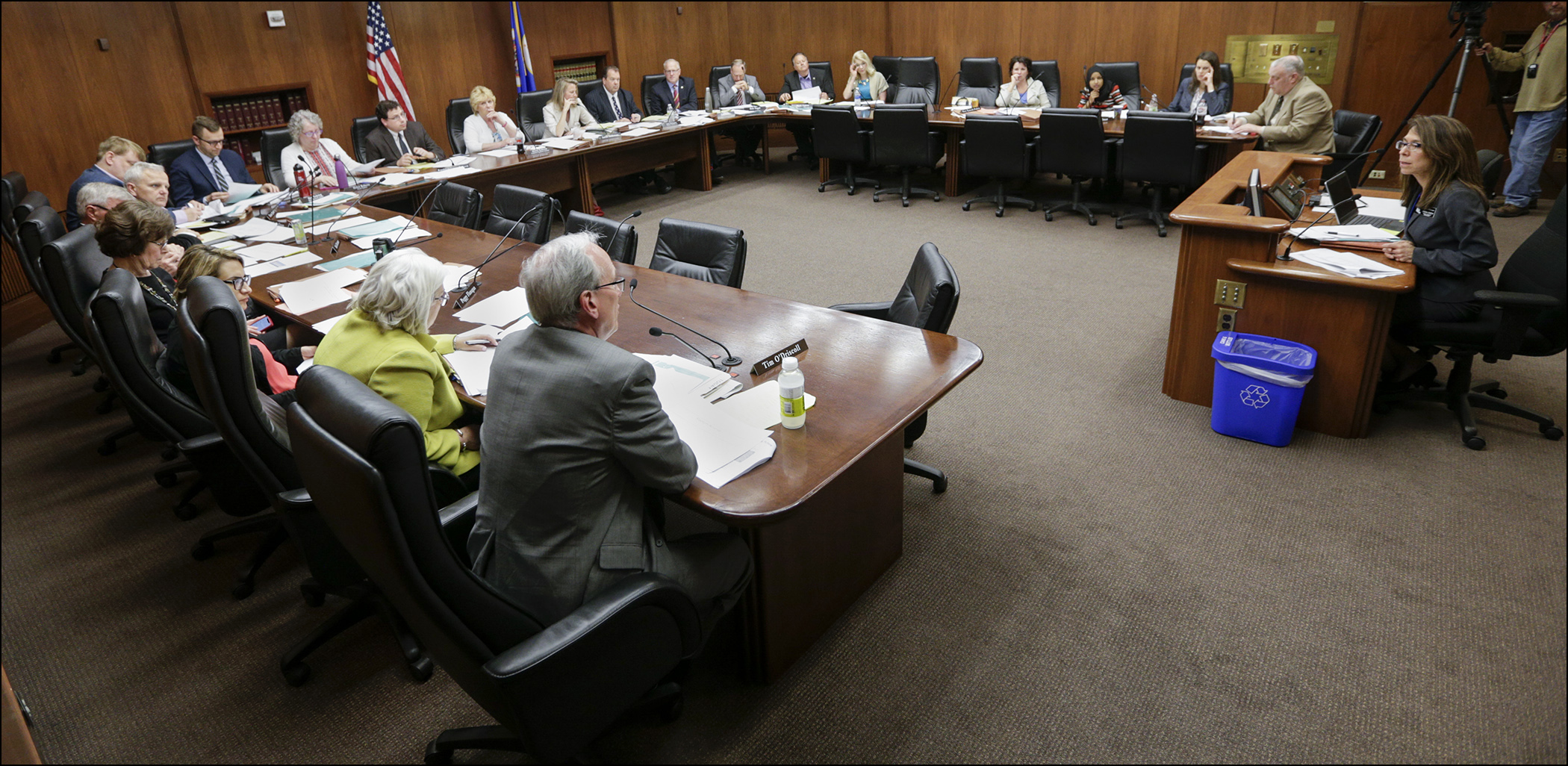 House Republicans continued to make the case for using a U.S. Bank Stadium reserve fund to pay for three new veterans homes in Greater Minnesota during a House State Government Finance Committee hearing May 9. Photo by Paul Battaglia