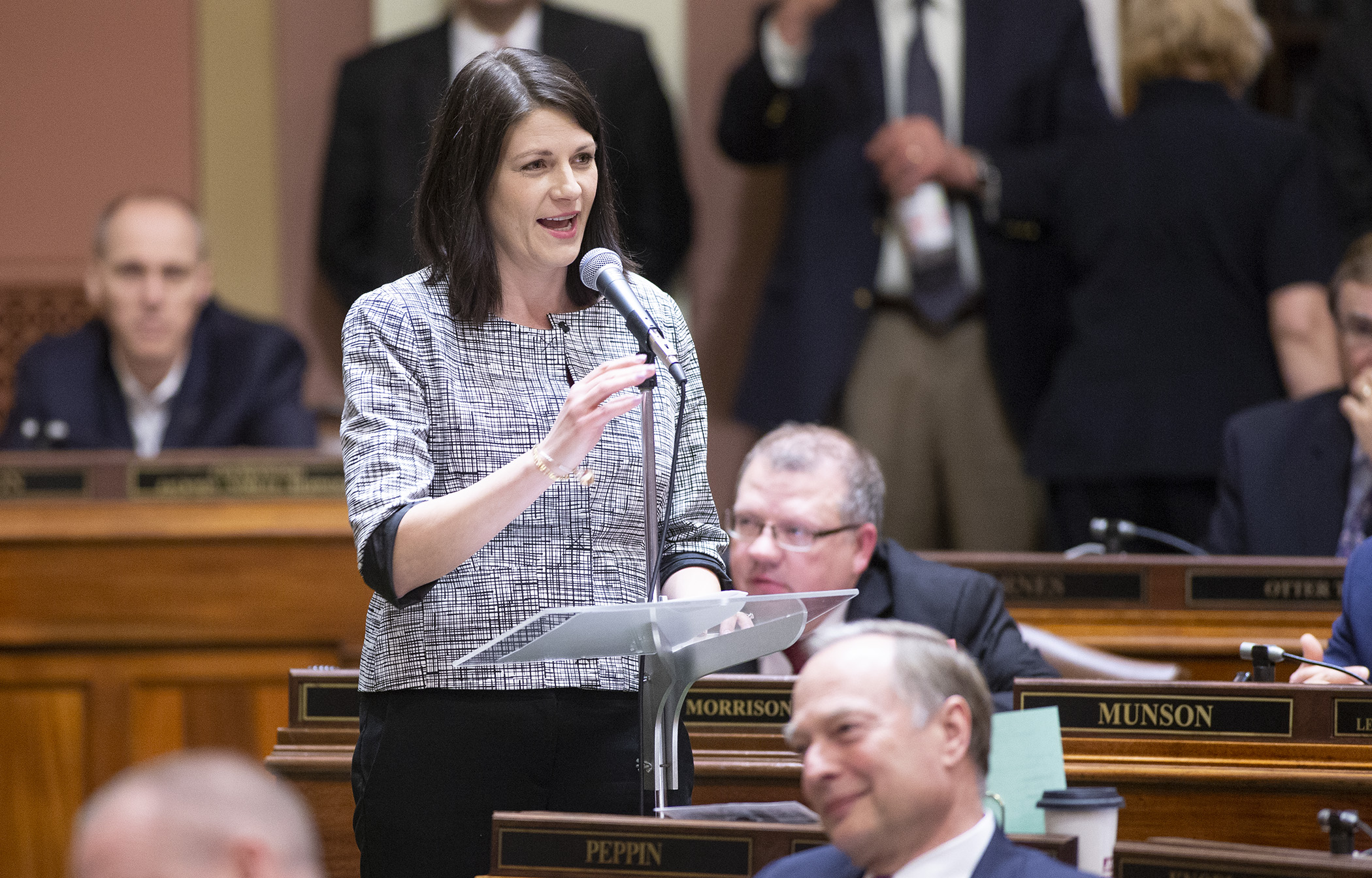 House Majority Leader Joyce Peppin moves to adjourn the House Sine Die May 20 to end the 2017-18 legislative session. Photo by Paul Battaglia
