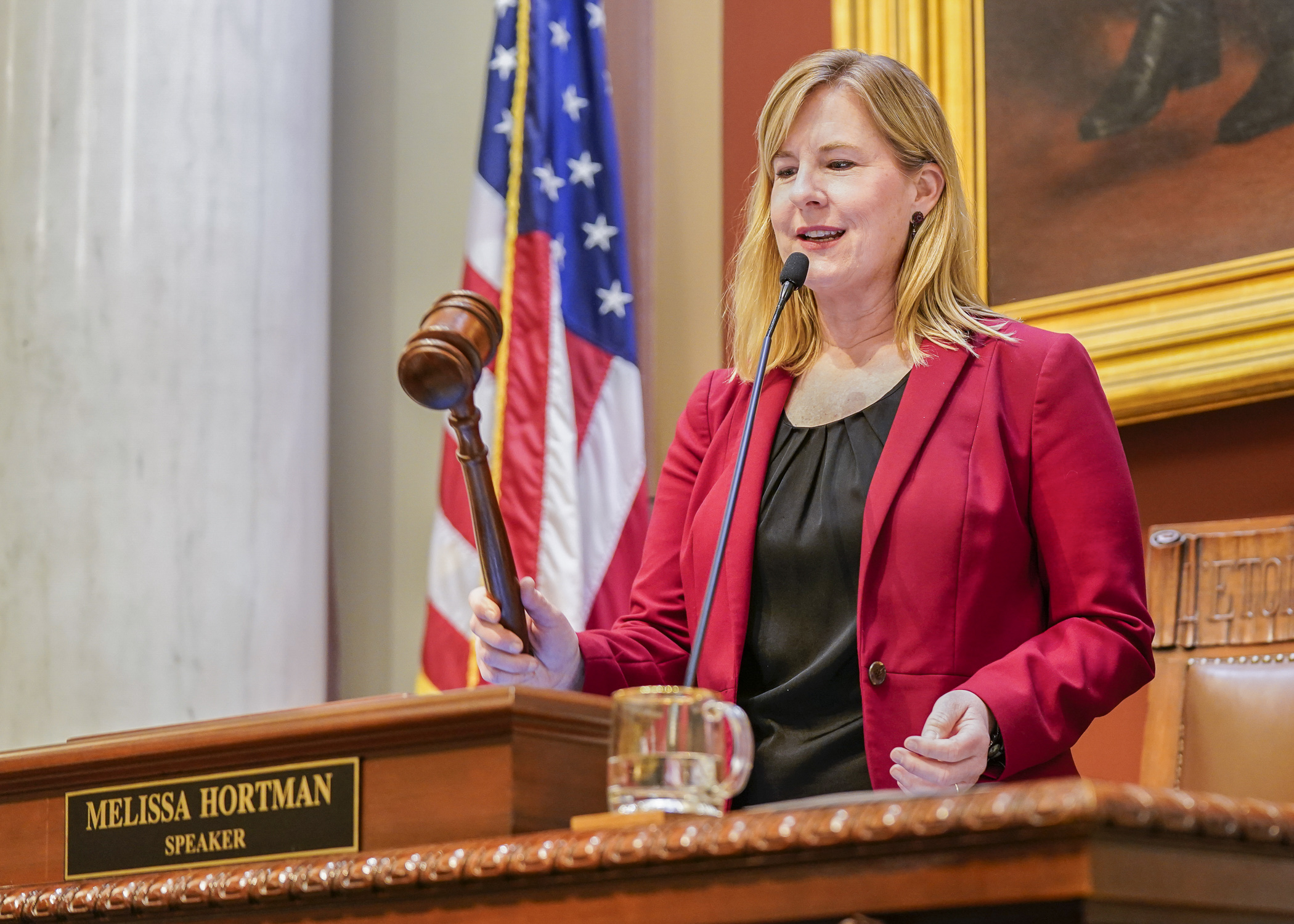House Speaker Melissa Hortman gavels out the 2023 Legislative Session May 22. (House Photography file photo)