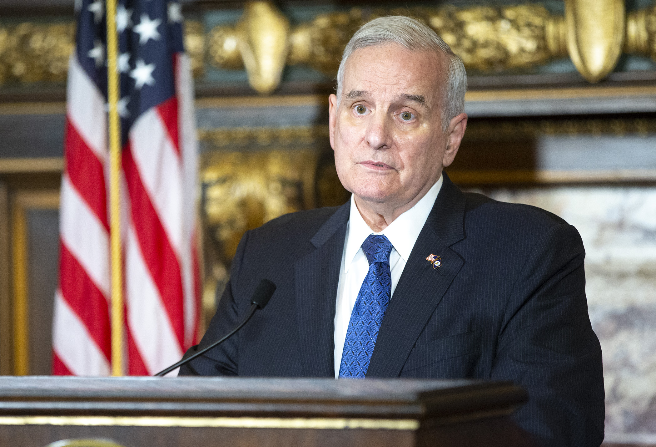 Gov. Mark Dayton announced at a May 23 press conference that he had vetoed both the omnibus supplemental budget and tax bills that were sent to him by the Legislature. Photo by Paul Battaglia