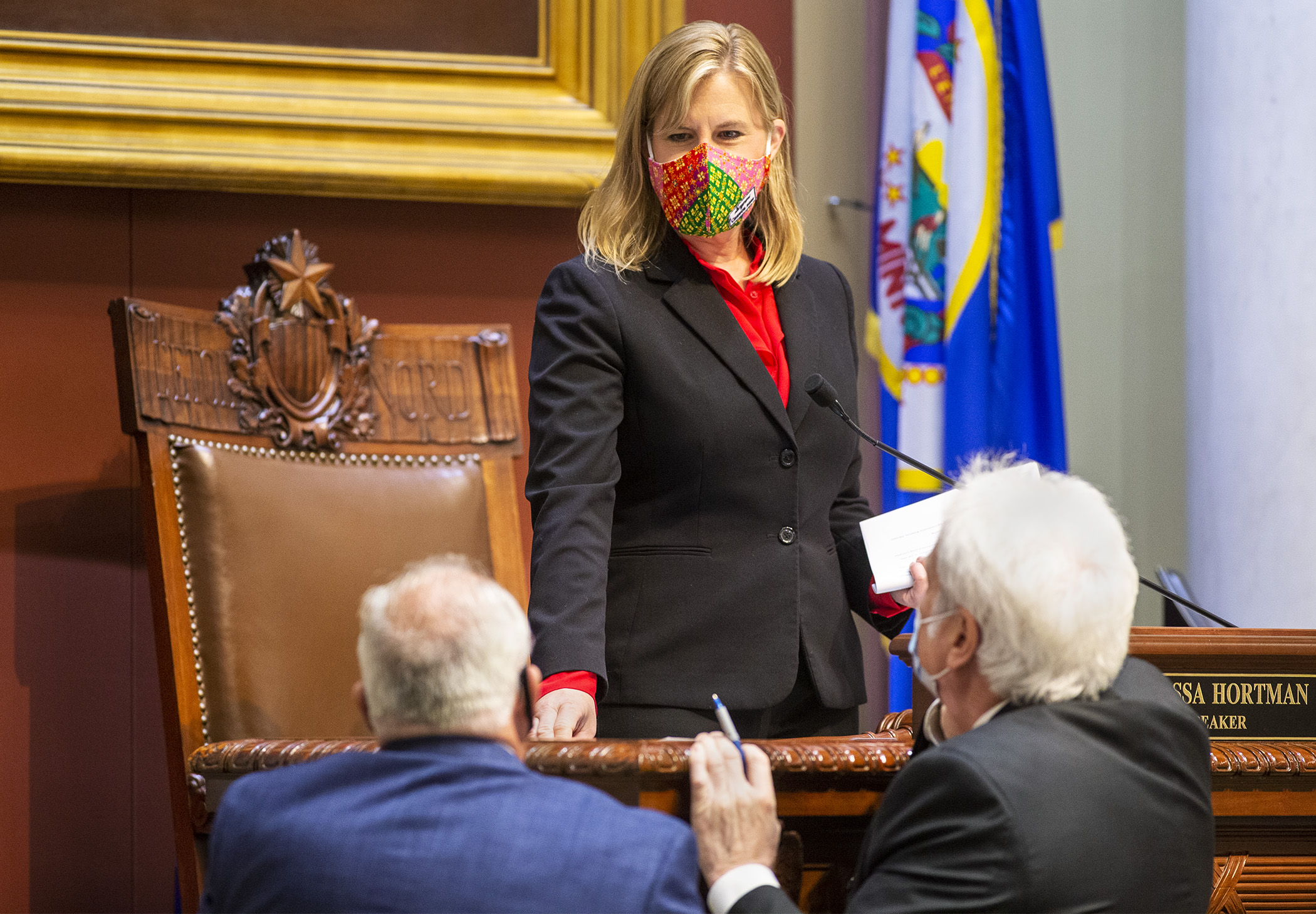 House Speaker Melissa Hortman pictured during an August special session. House DFLers chose Hortman to continue as speaker during the upcoming 2021-22 legislative session. Photo by Paul Battaglia