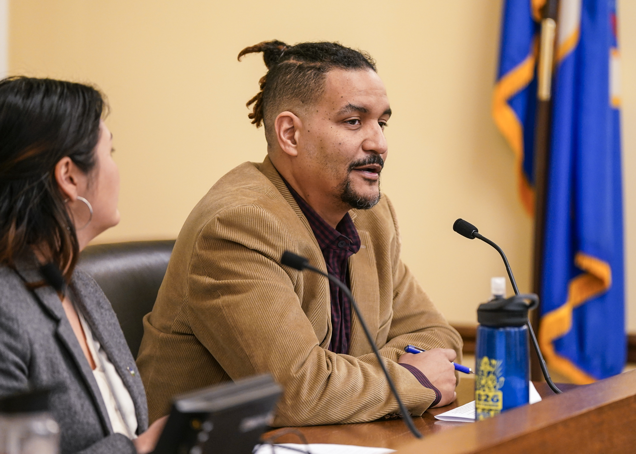 Brian Lozenski, an associate professor at Macalester College, testifies before the House Education Policy Committee Feb. 28 in support of a bill to establish and ethnic studies requirement in Minnesota schools. (Photo by Catherine Davis) 