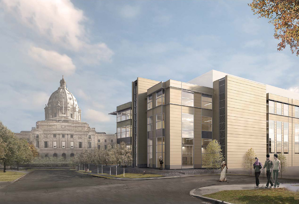 A rendering of the proposed legislative office building alternative design approved Friday by the House Rules and Legislative Administration Committee. (Image courtesy of Minnesota Department of Administration)
