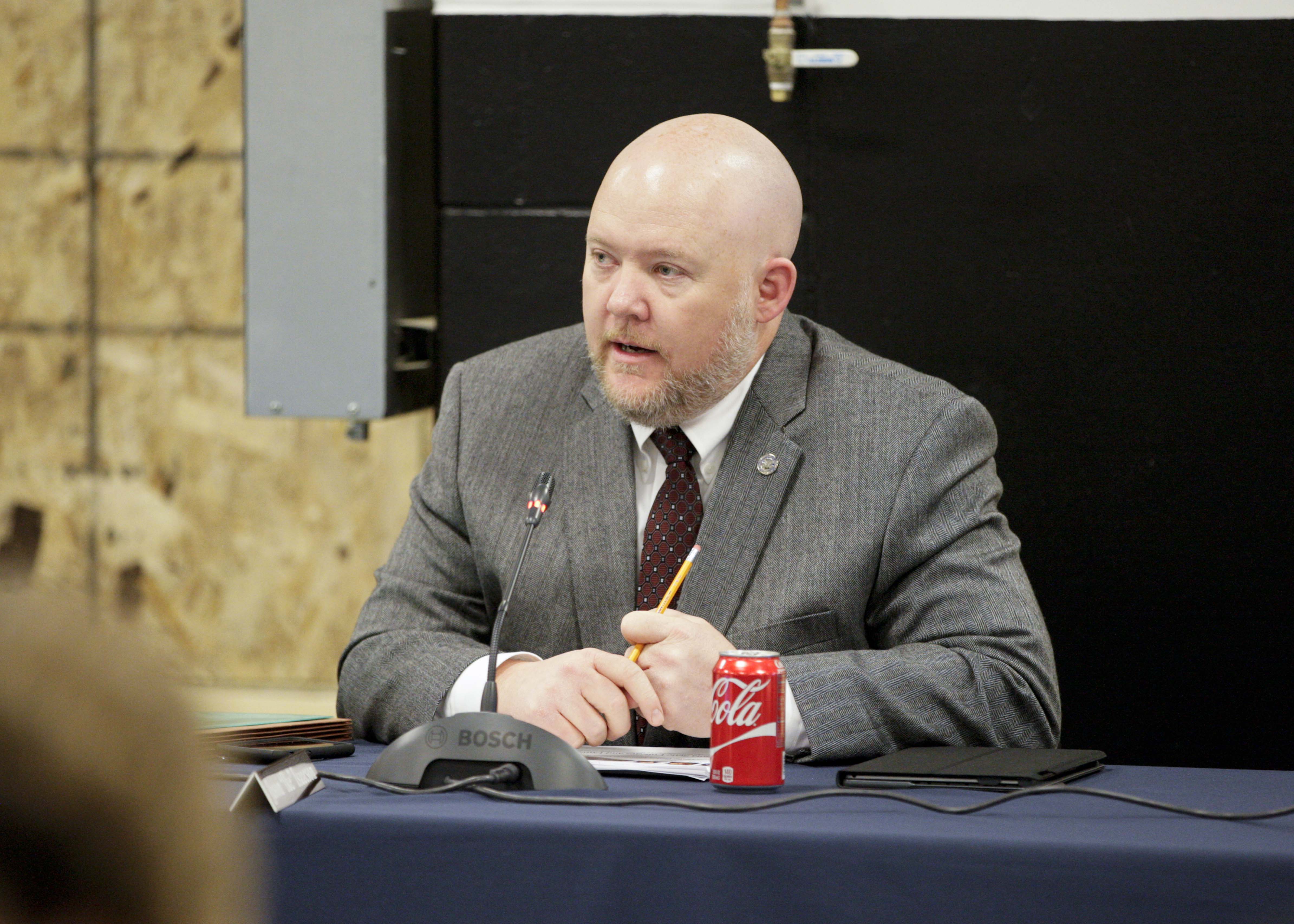 Rep. Jason Isaacson speaks during an overview of the MnSCU system at a hearing of the House Higher Education Policy and Finance Committee on Jan. 21 held at St. Paul College. Photo by Paul Battaglia
