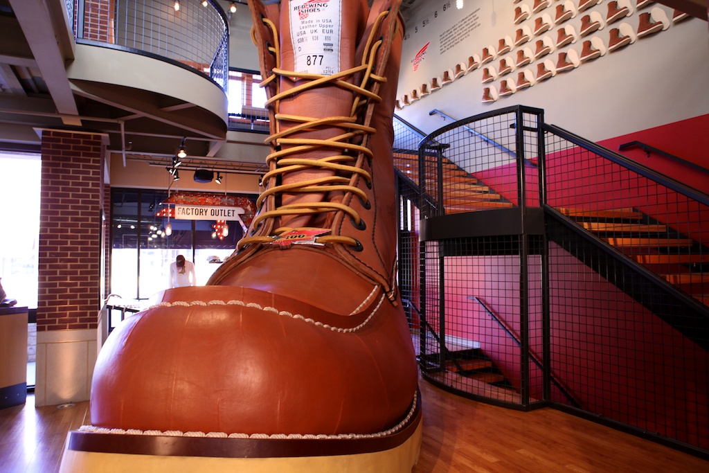 The World's Largest Boot, on display at the Red Wing Shoe Company in Red Wing. (Photo by CreativeCommons user Axiom71 | licensed under CC BY 3.0)