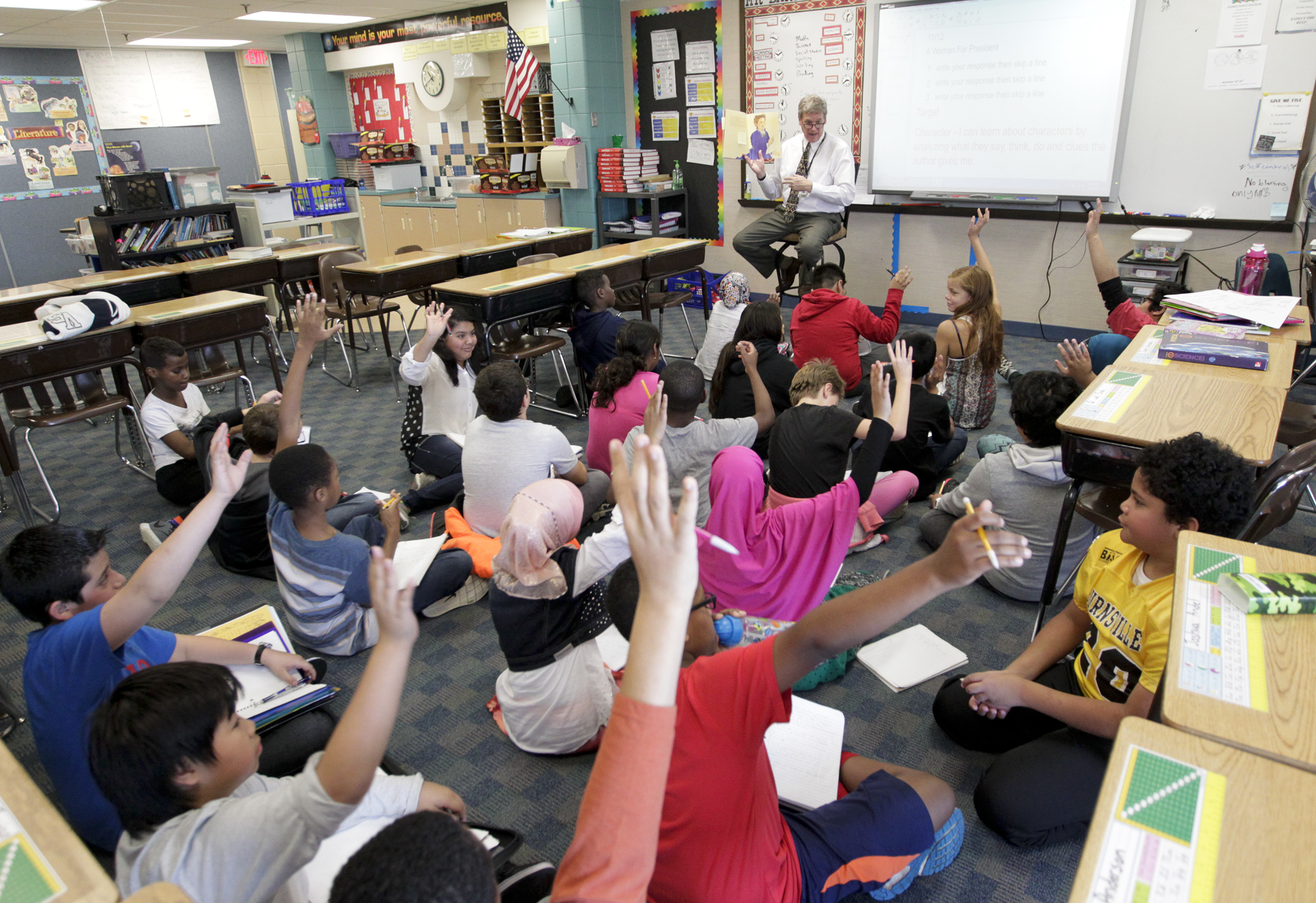 An elementary classroom, pre-pandemic. House Photography file photo