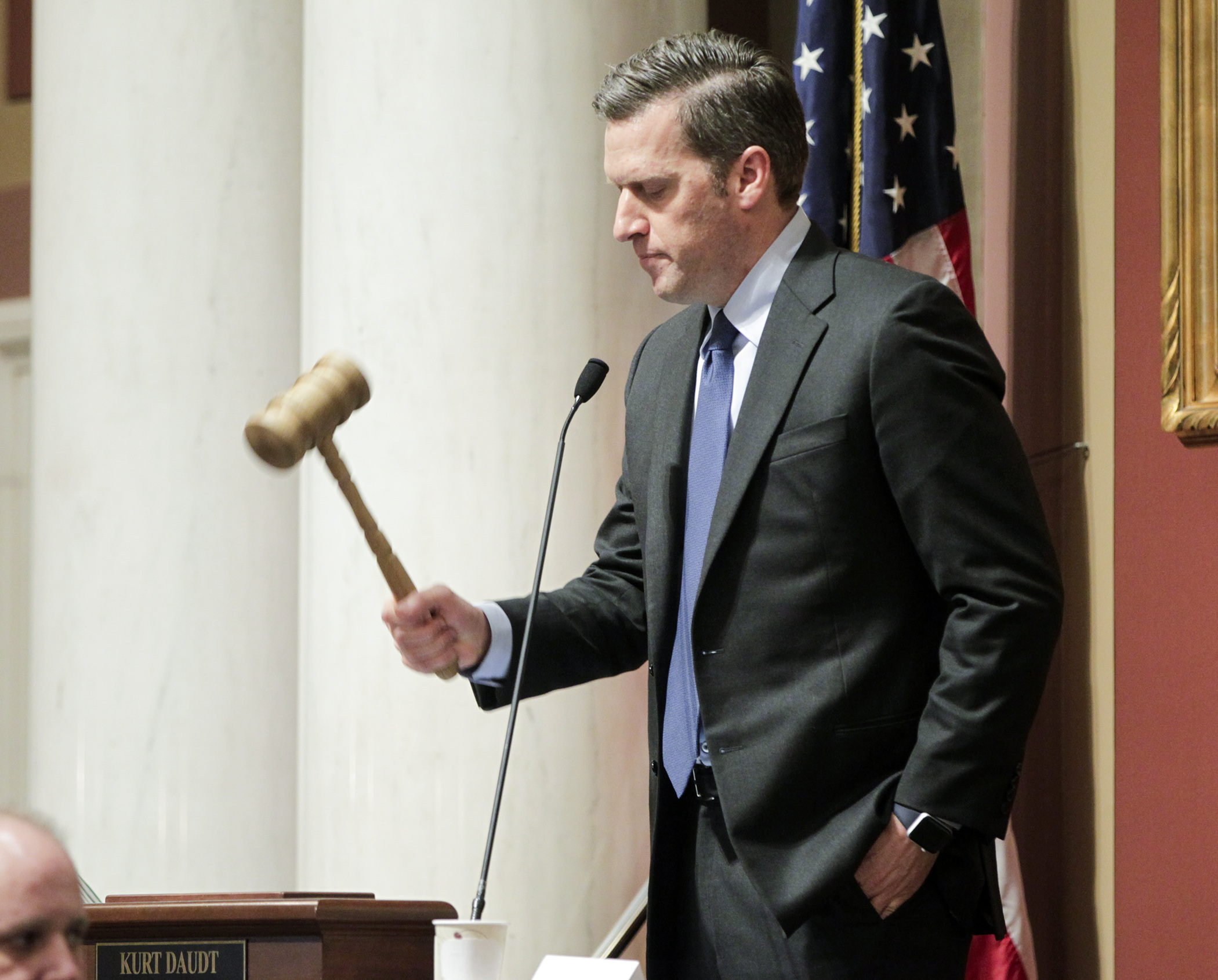 House Speaker Kurt Daudt gavels in the first day of the 2018 session Feb. 20. Photo by Paul Battaglia